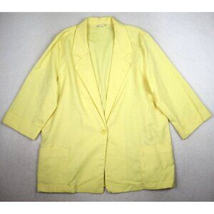 MODERN ESSENTIALS - UNLINED YELLOW 3/4 SLEEVE OVERSIZED BLAZER JACKET - SIZE L
